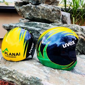 Tamara Tipplers neue Helme im Planei-Design